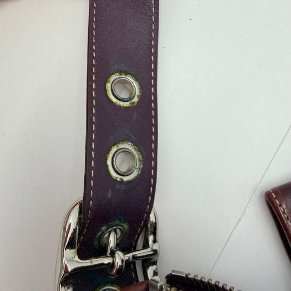 Coach Purple Shoulder Bag Leather Strap Purse Fringe Change Purse with Dust Bag - Picture 4 of 16